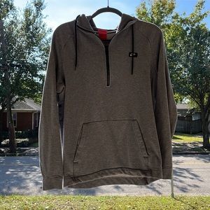 Gray Quarter Zip Nike Hoodie with Pocket and Drawstring